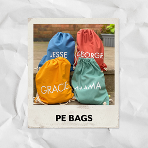 Four personalised PE bags. 