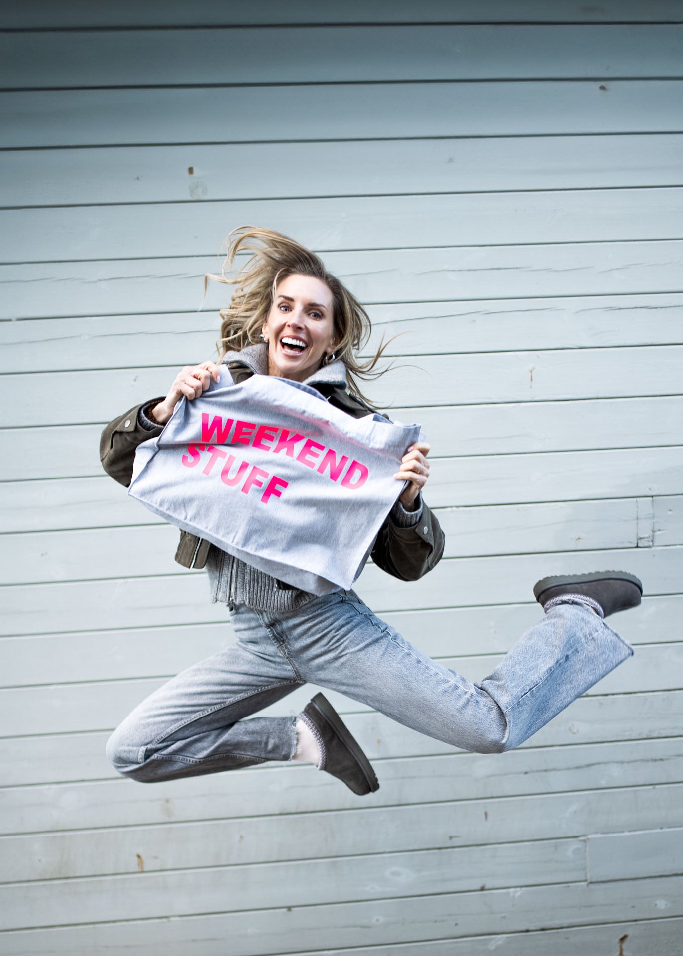 PERSONALISED GREY TOTE WITH NEON PINK PRINT
