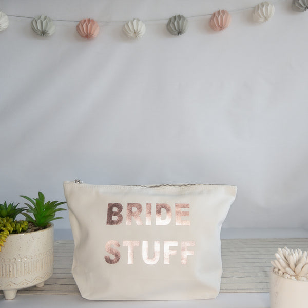 PERSONALISED LARGE WHITE CANVAS WEDDING POUCH