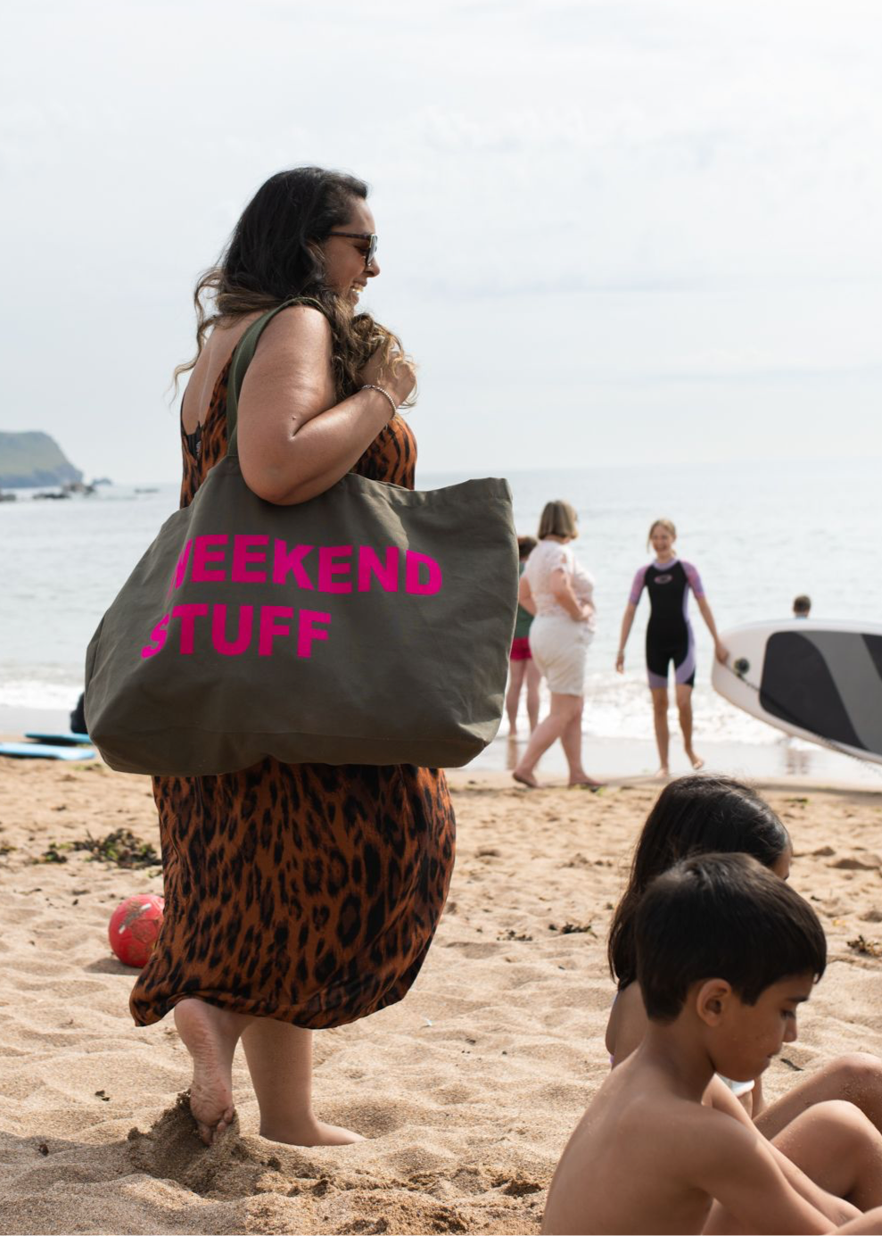 Personalised forest green extra large tote bag with custom text print