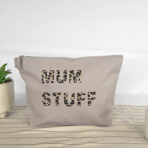 PERSONALISED LARGE GREY CANVAS POUCH