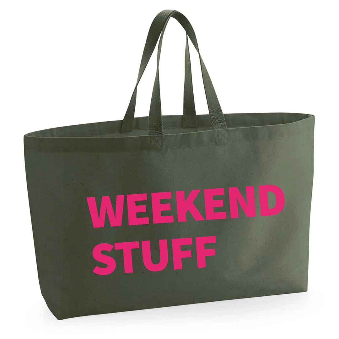 Weekend Stuff extra large tote bag size reference 72cm x 41cm x 16cm