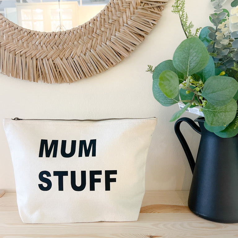 Personalised large natural recycled canvas pouch with custom text