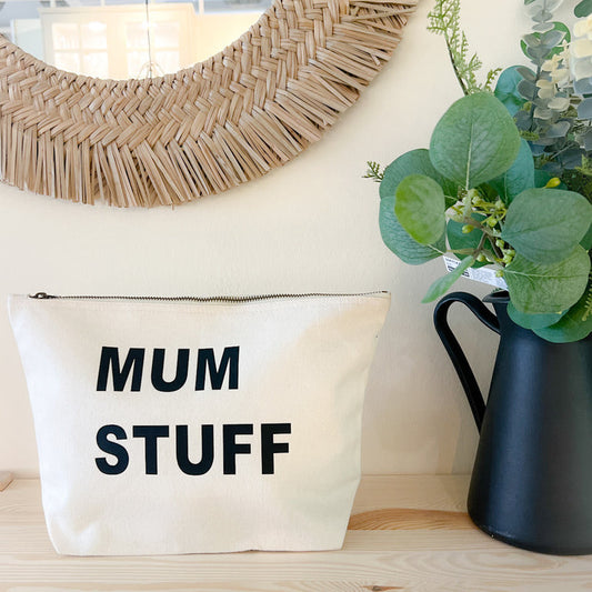 Personalised large natural recycled canvas pouch with custom text