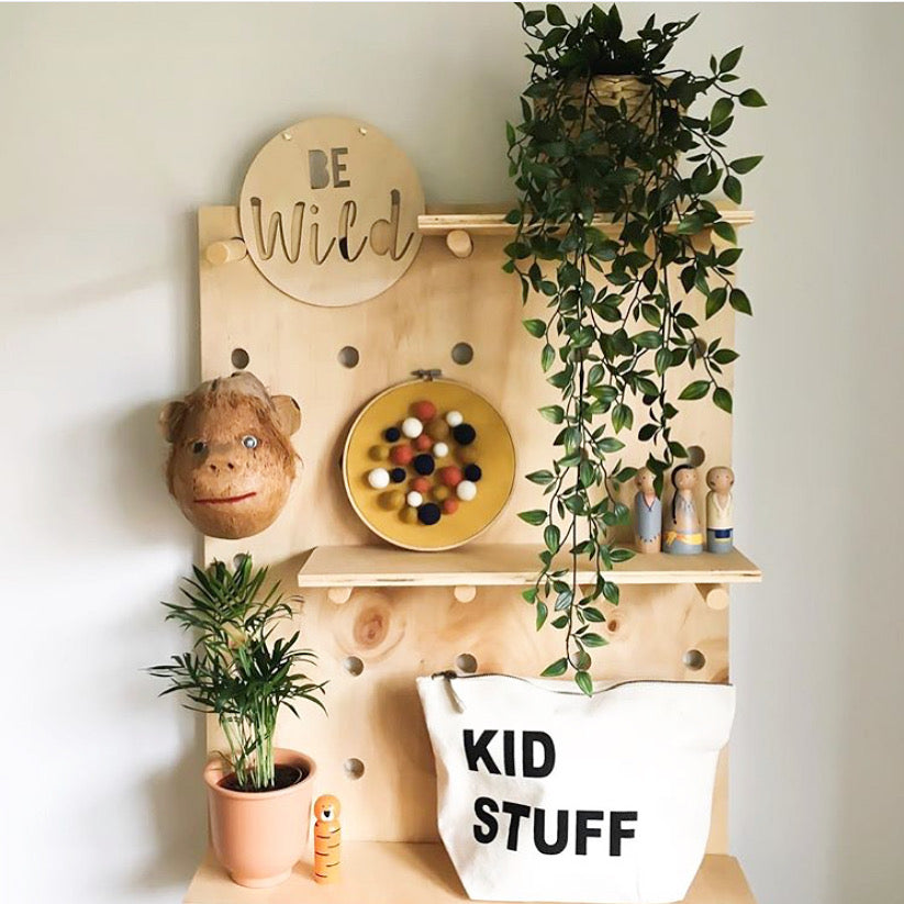 Personalised natural canvas pouch with makeup stuff wording example