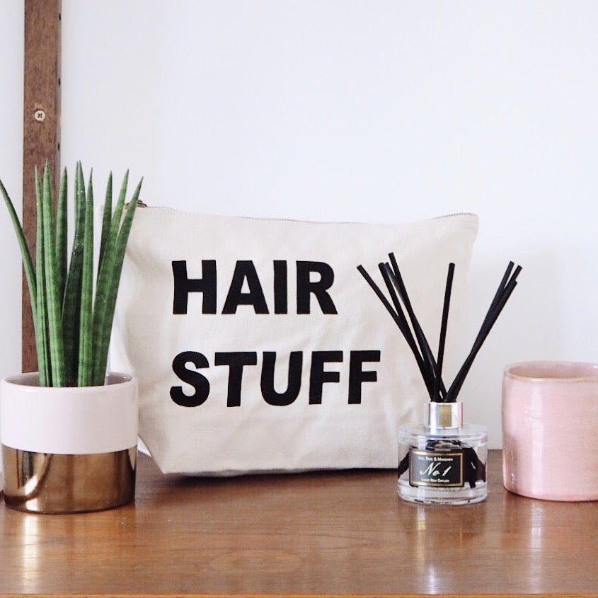 Set of personalised natural canvas pouches in different sizes